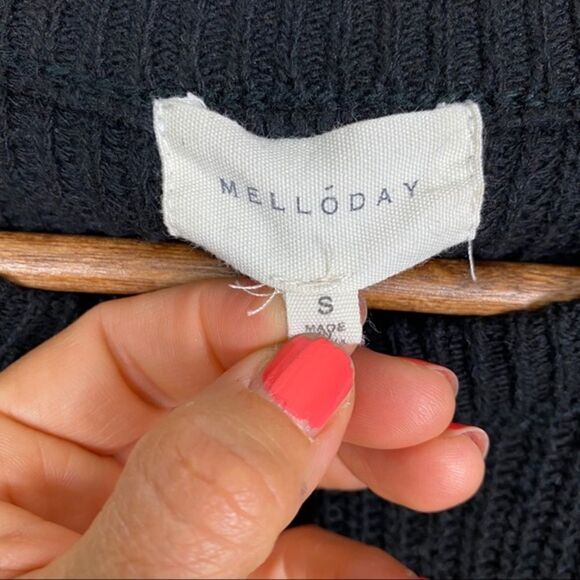 Melloday Black Front Pocket Sweater Small - Picture 5 of 8